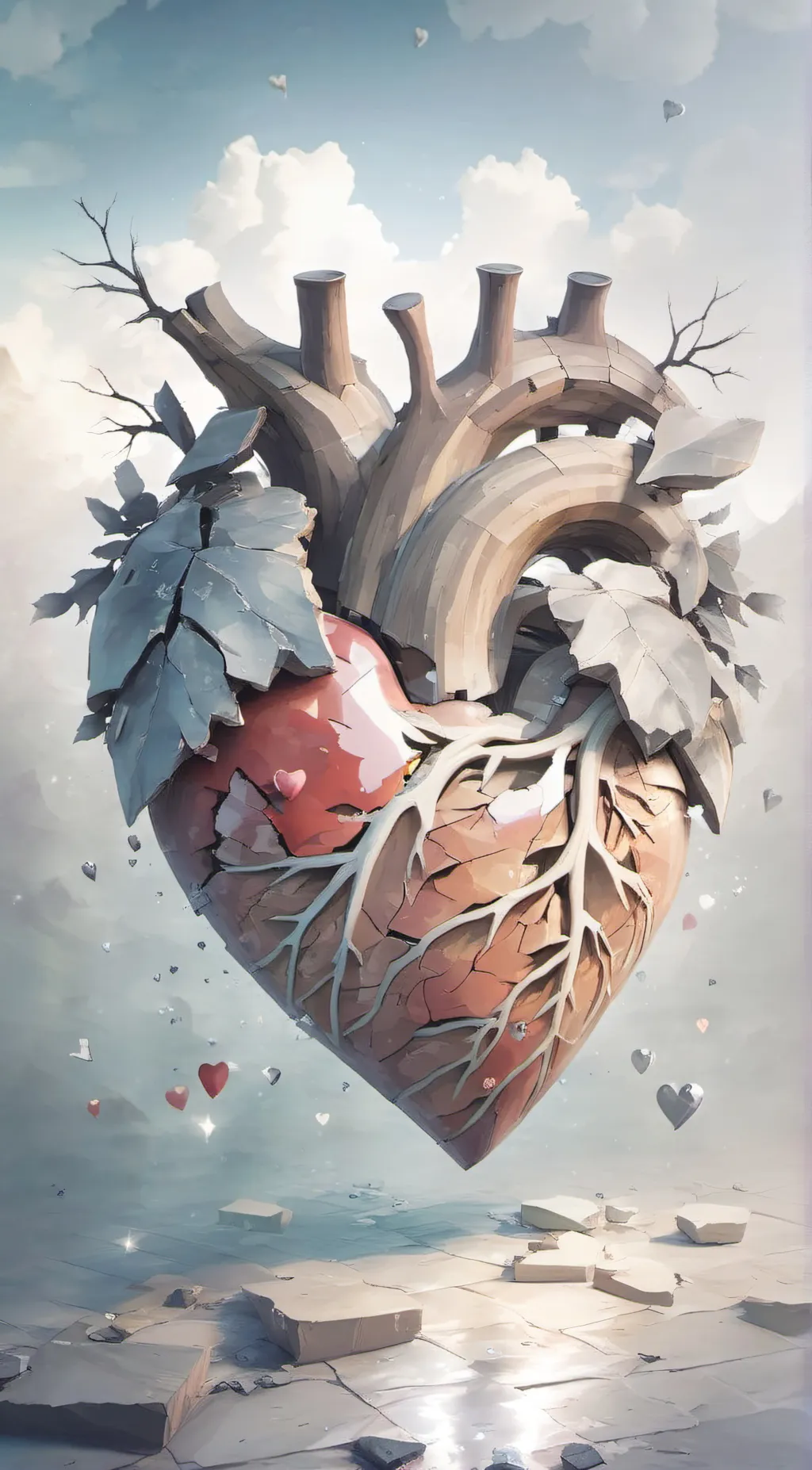 ai character: relationship heart background