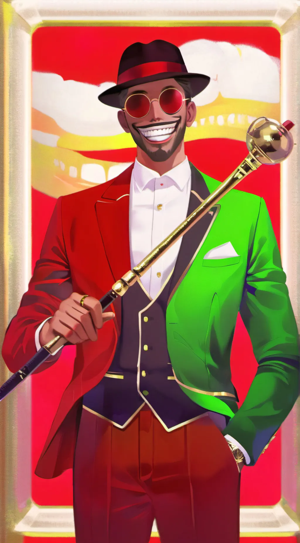 ai character: Human Caine(Tadc)💀 background