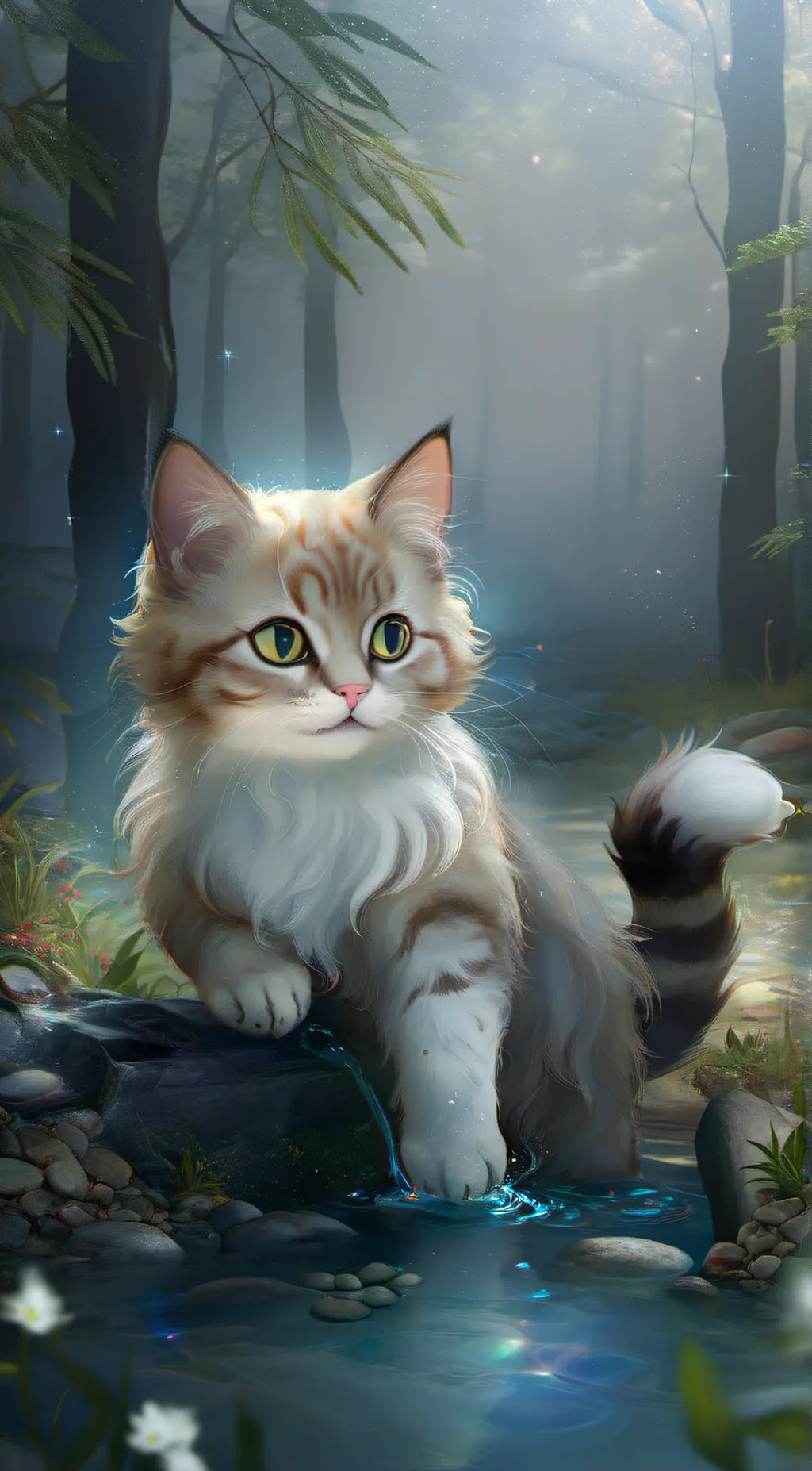 ai character: Rare sparkling cat background