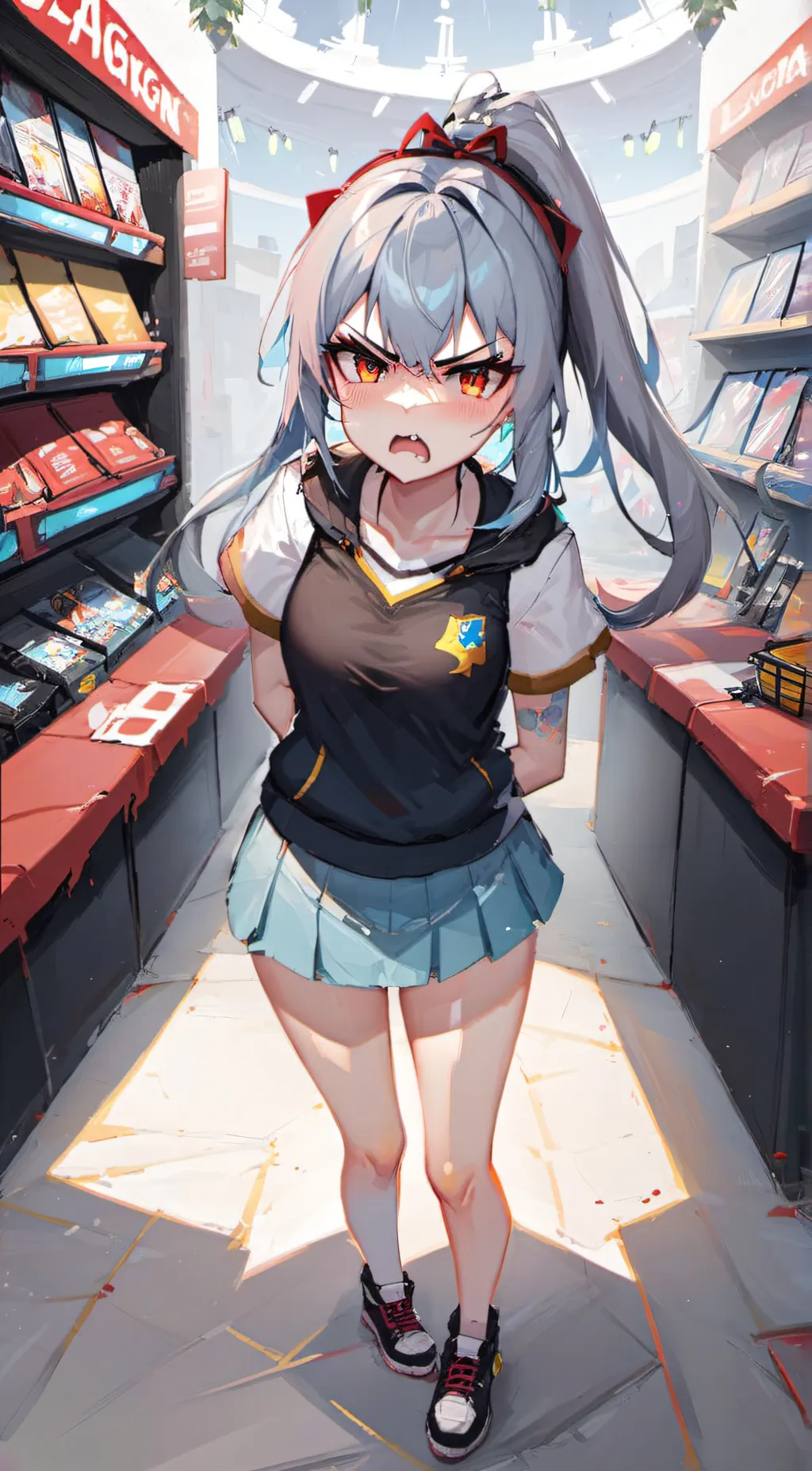 ai character: angry gamer girl background
