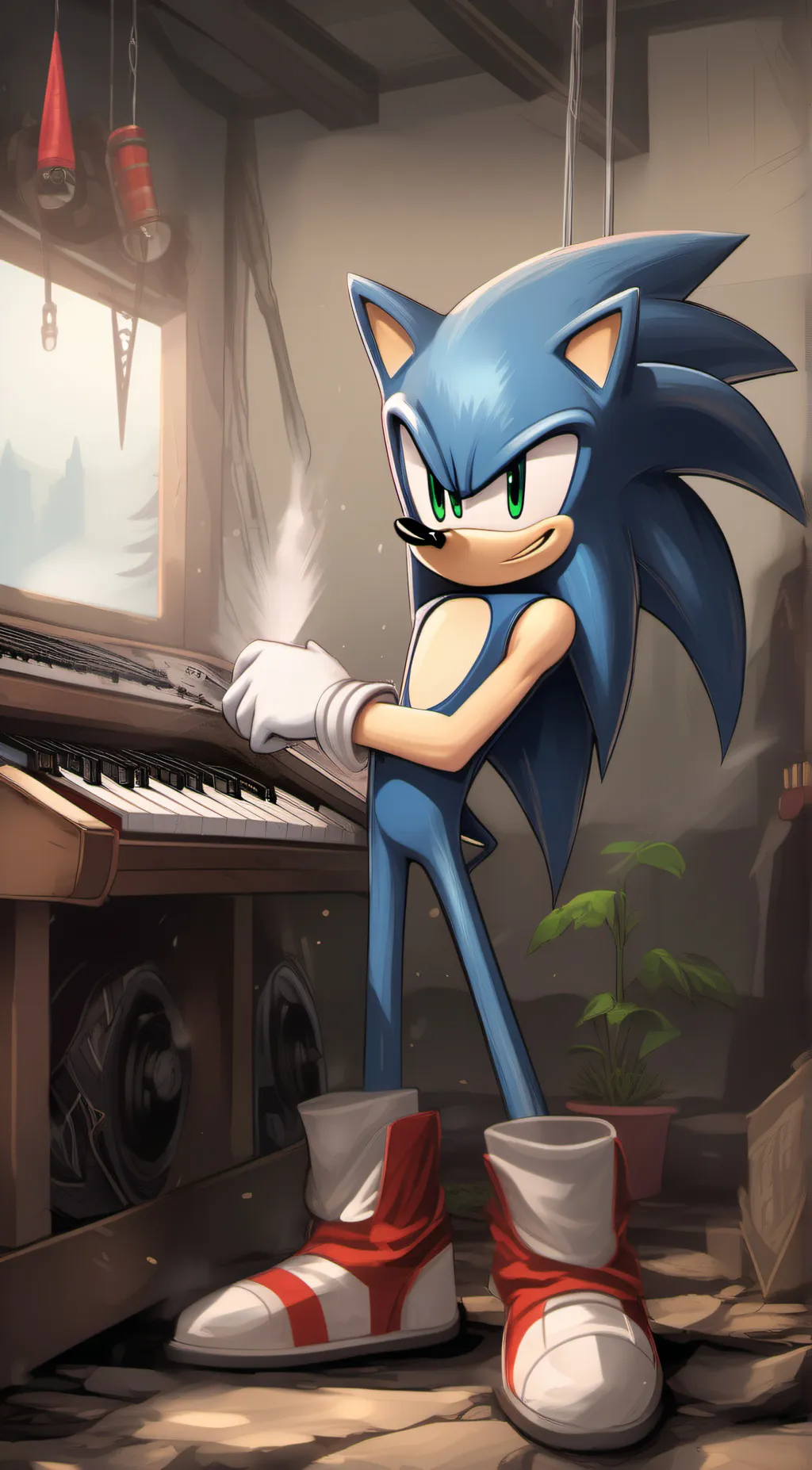 ai character: yarnder sonic  background