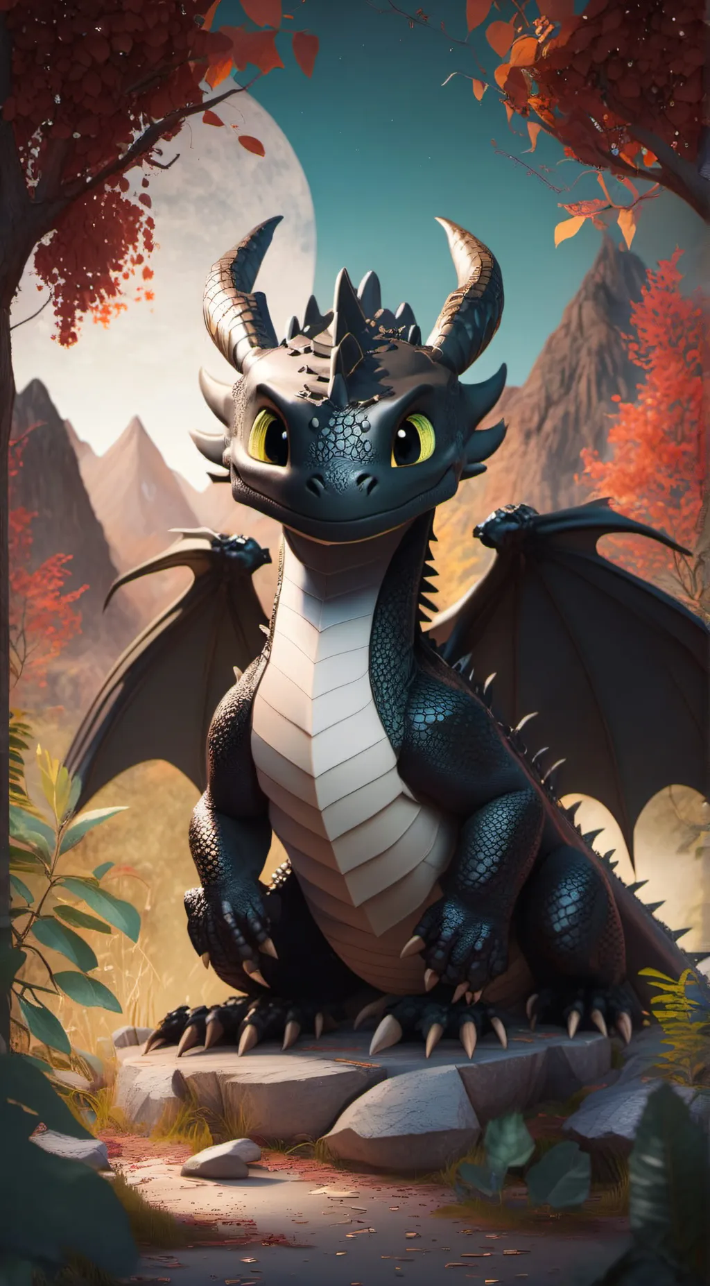 ai character: toothless  background
