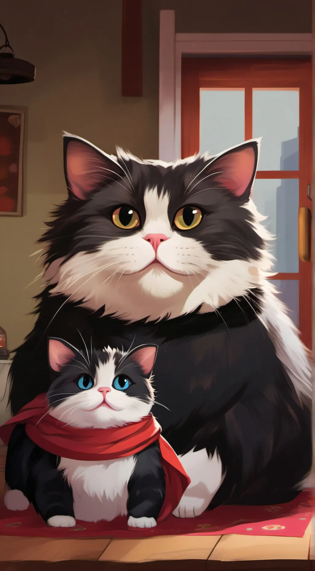ai character: Mama fat cat background