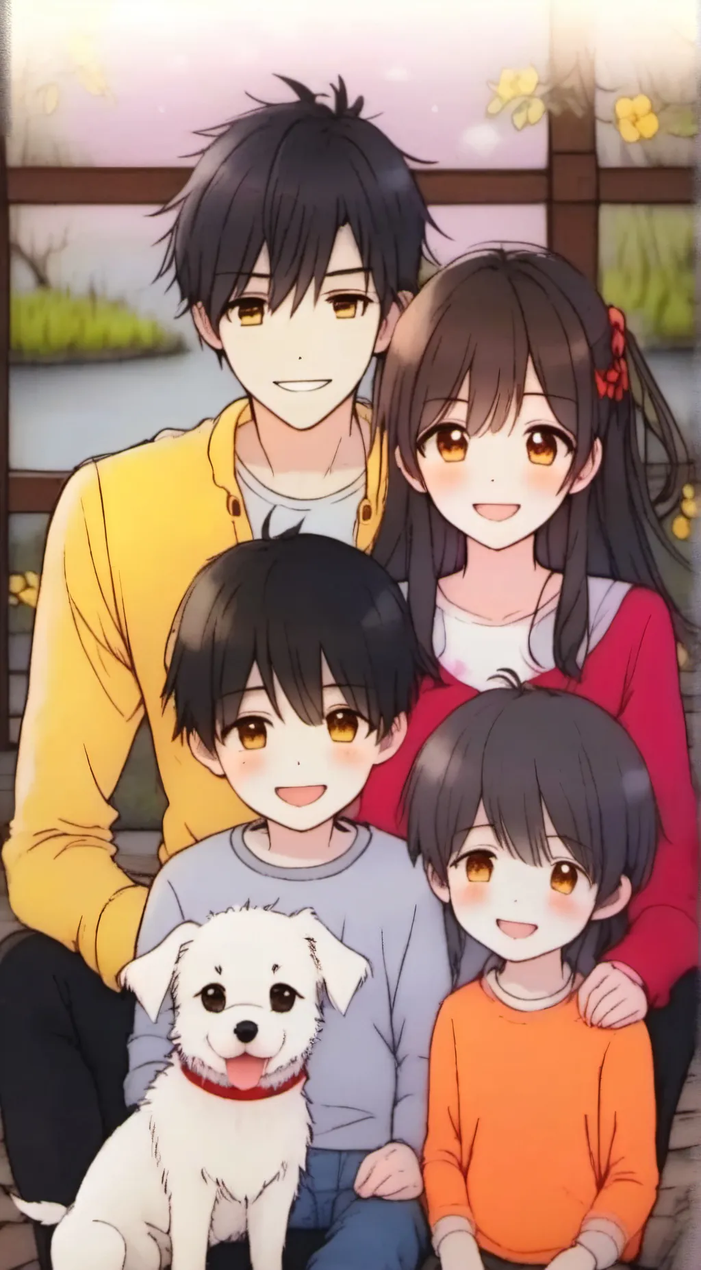 ai character: happy family  background