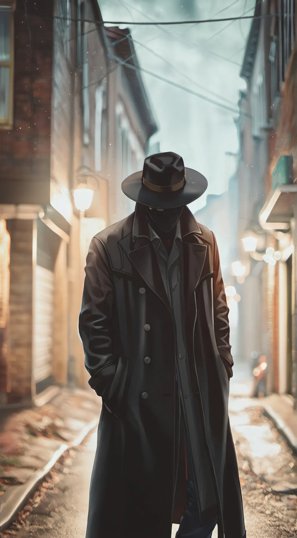 ai character: A mysterious man background