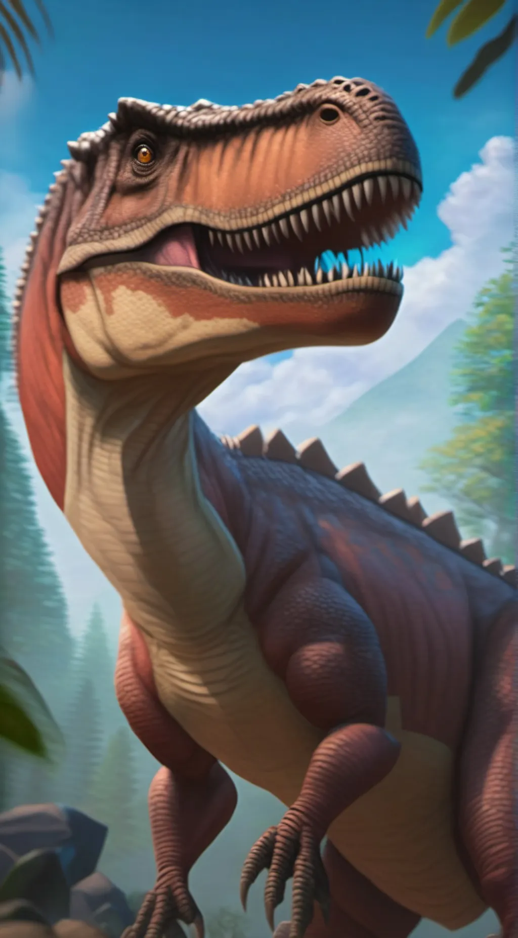 ai character: MOMMA DINO background