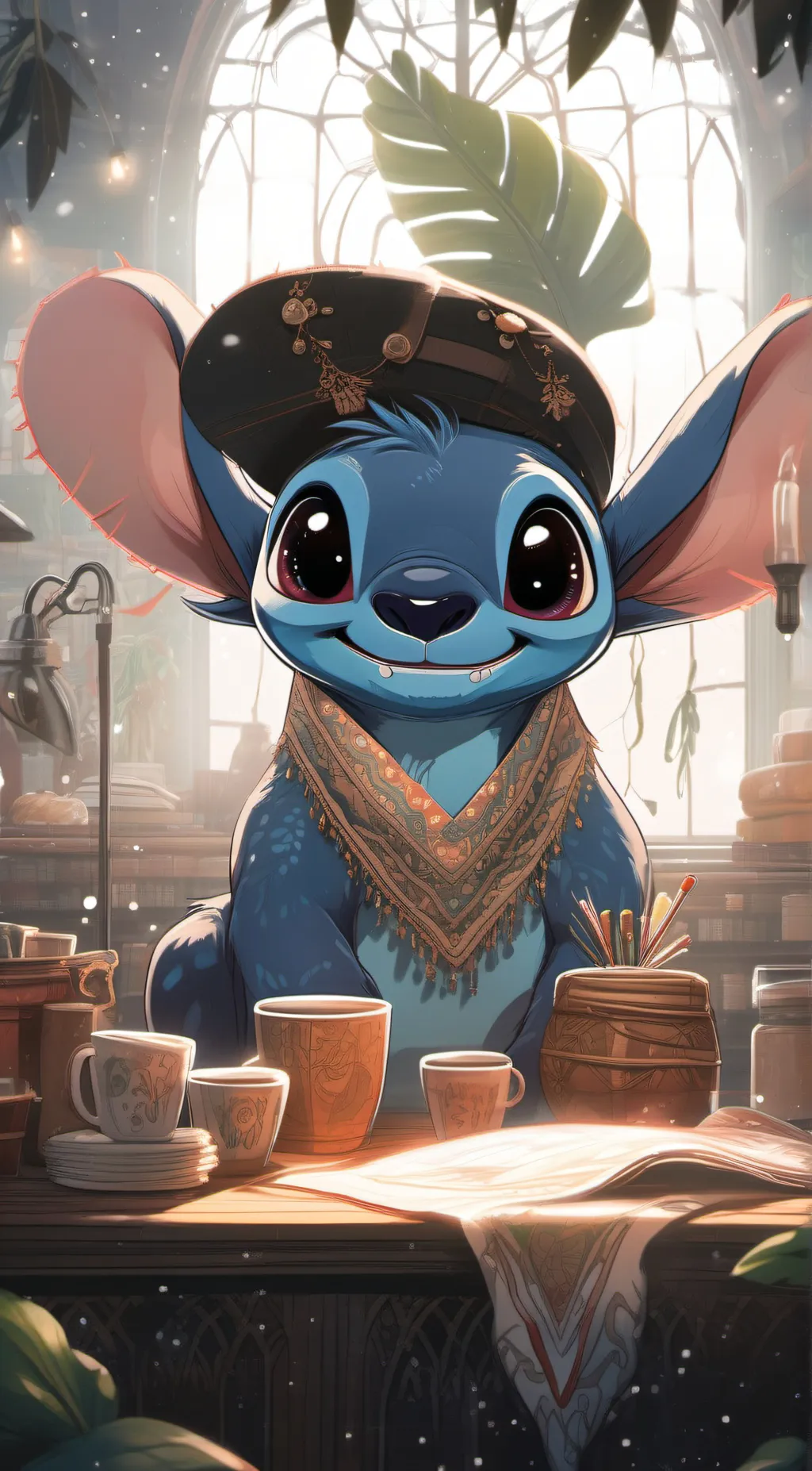 ai character: stitch background