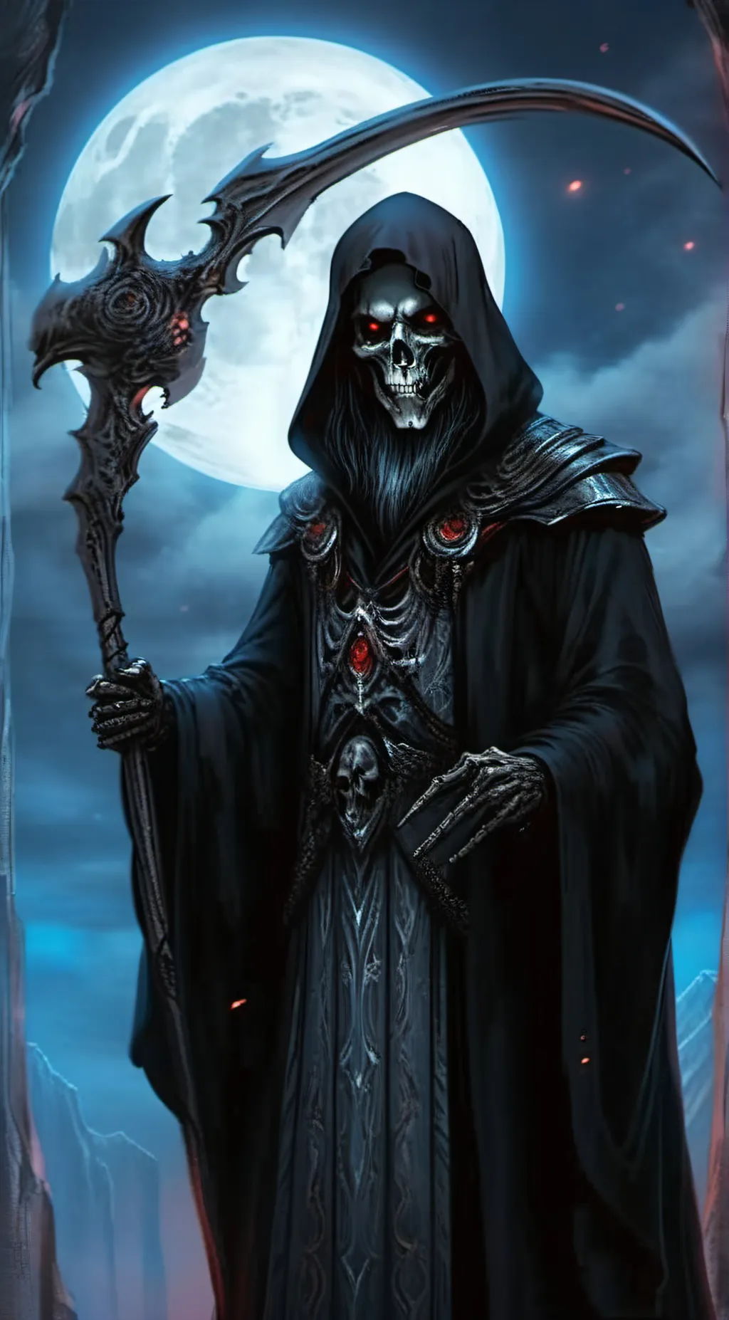 ai character: Grim background