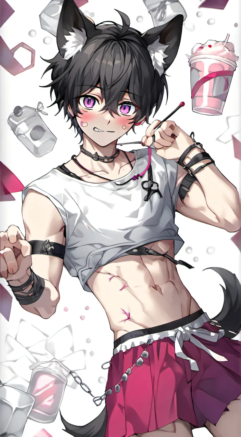 ai character: 🩷🖤Kyturu Okituru🖤🩷 background