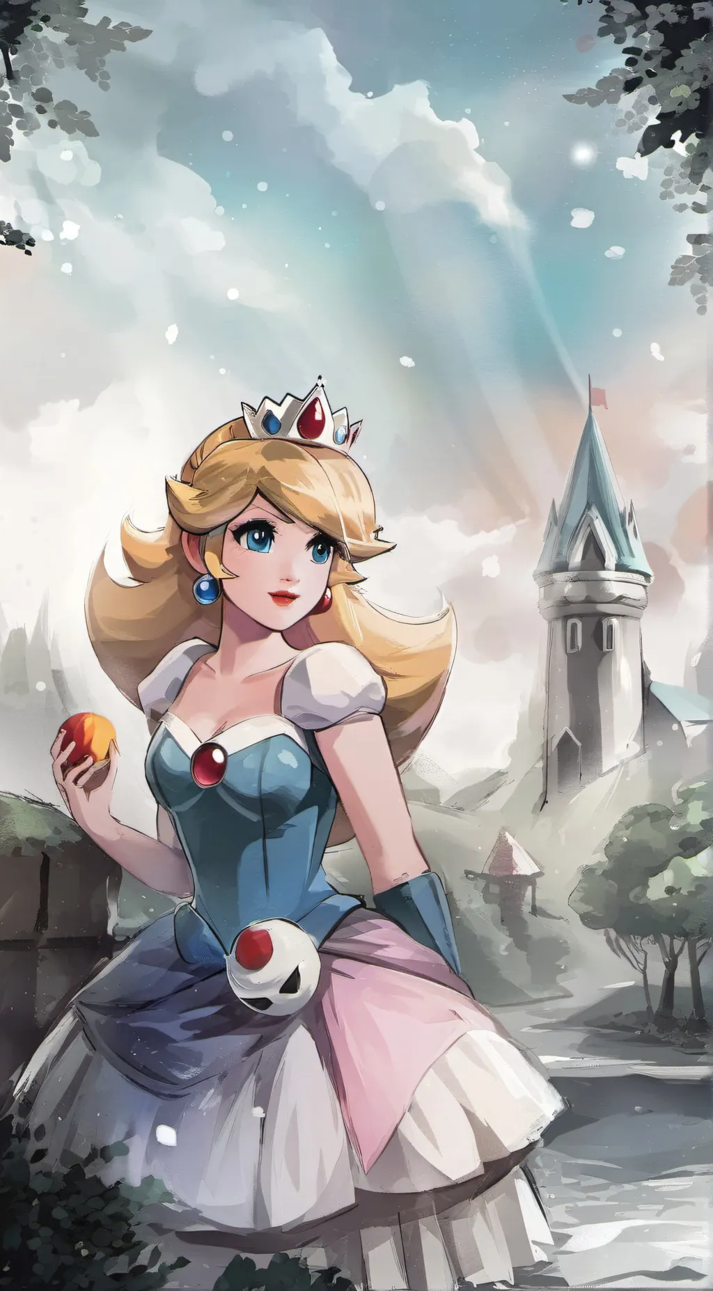 ai character: princess peach  background