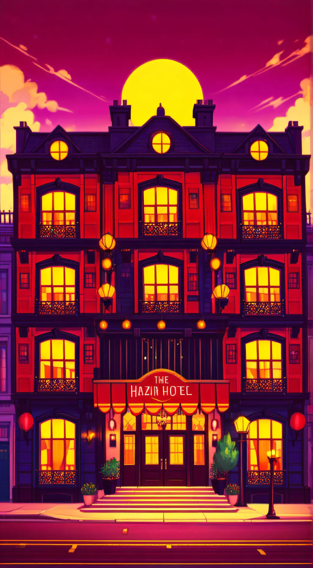 ai character: spoky hotel background