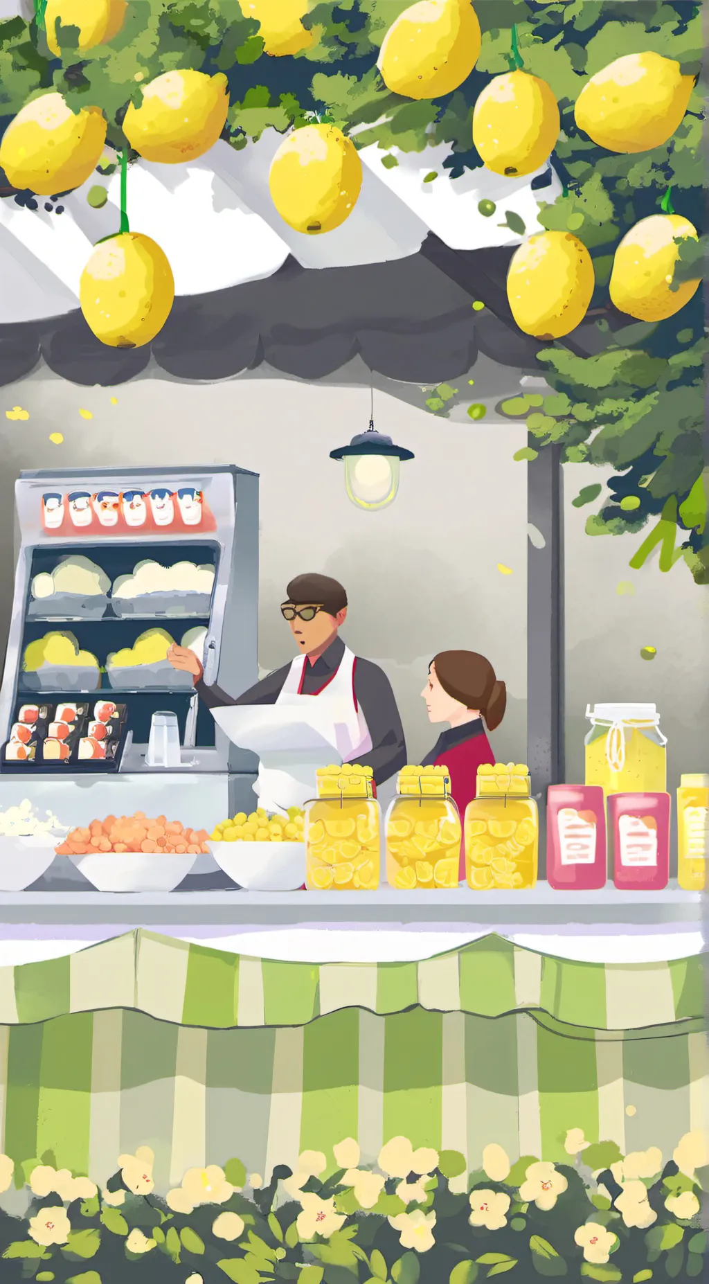ai character: shop keeper  background