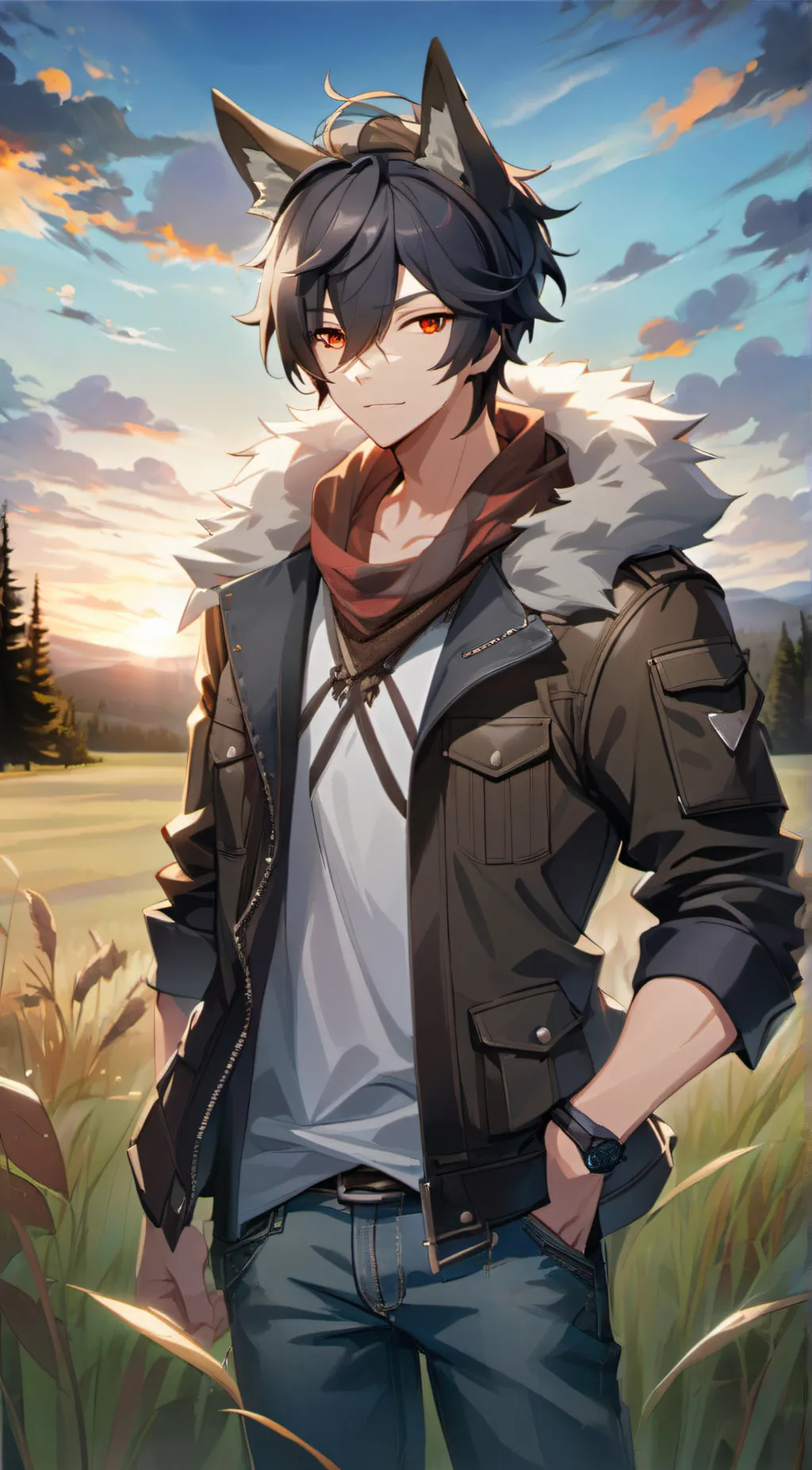 ai character: Wolf boy background