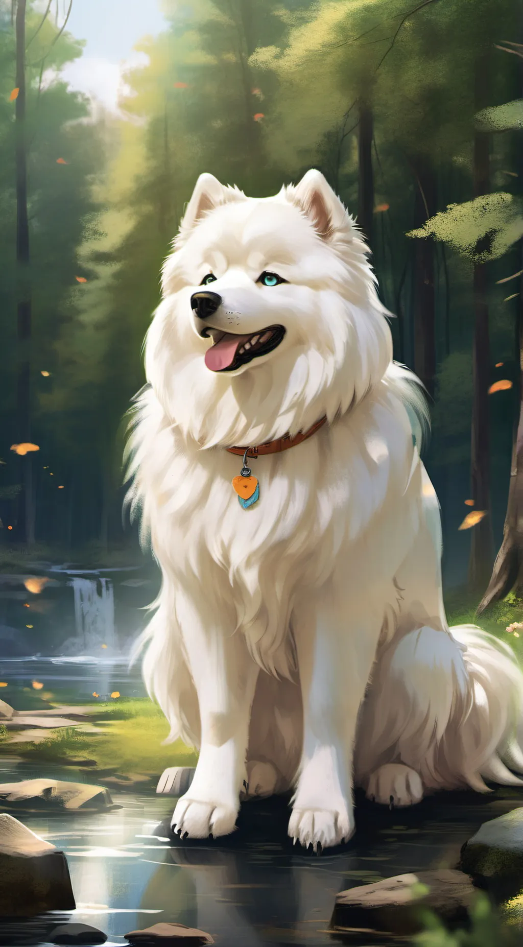 ai character: Sam the Samoyed  background
