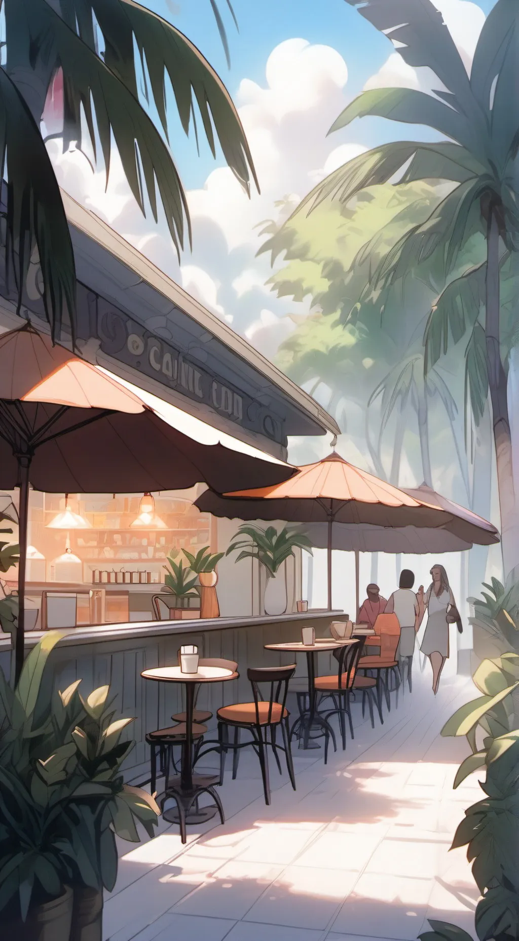 ai character: Famous Cafe  background