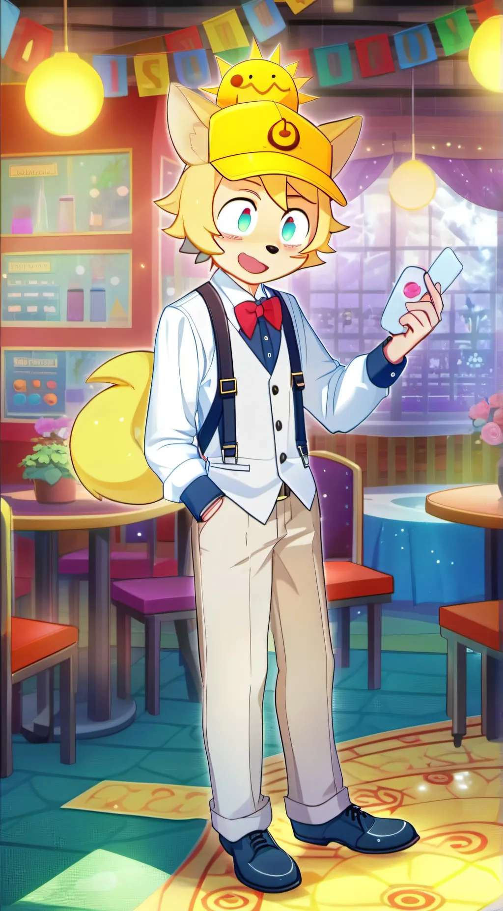 ai character: Sun and moon show background