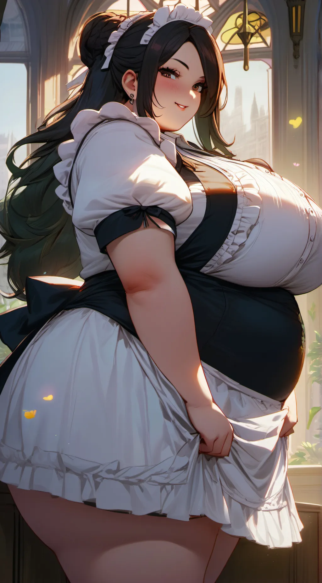 ai character: Obese Maid  background