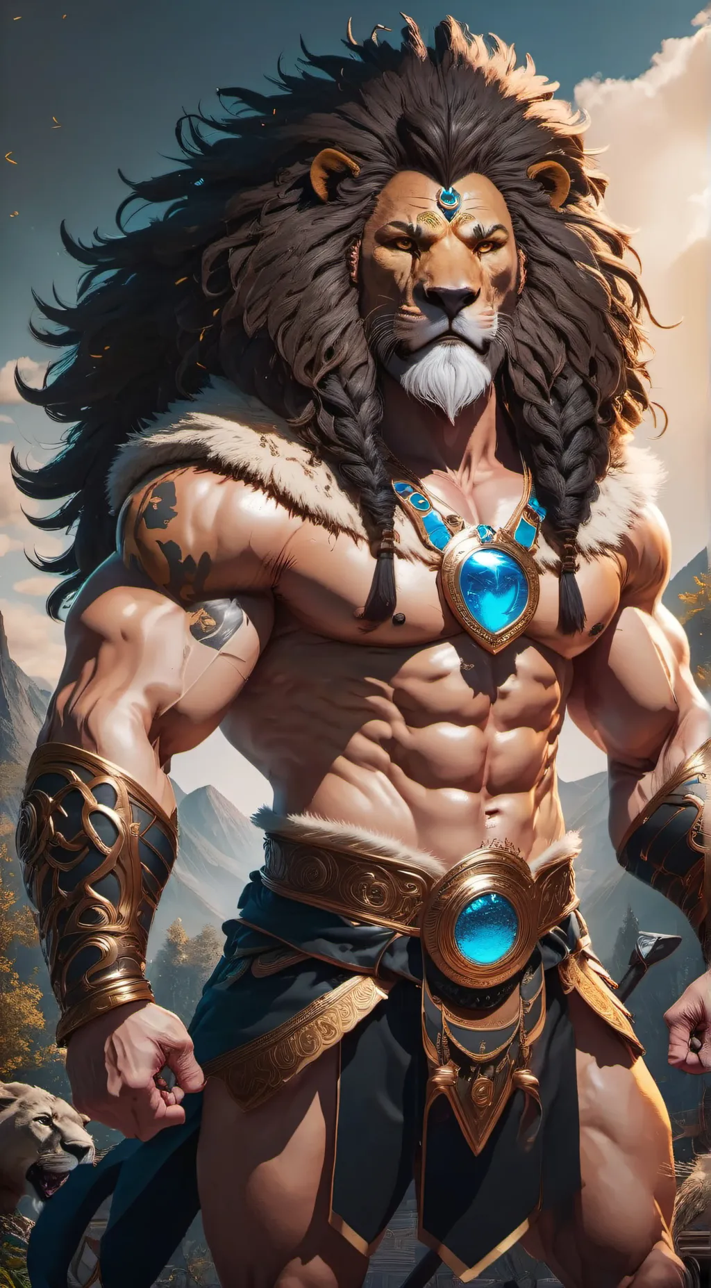 ai character: Lion dad background