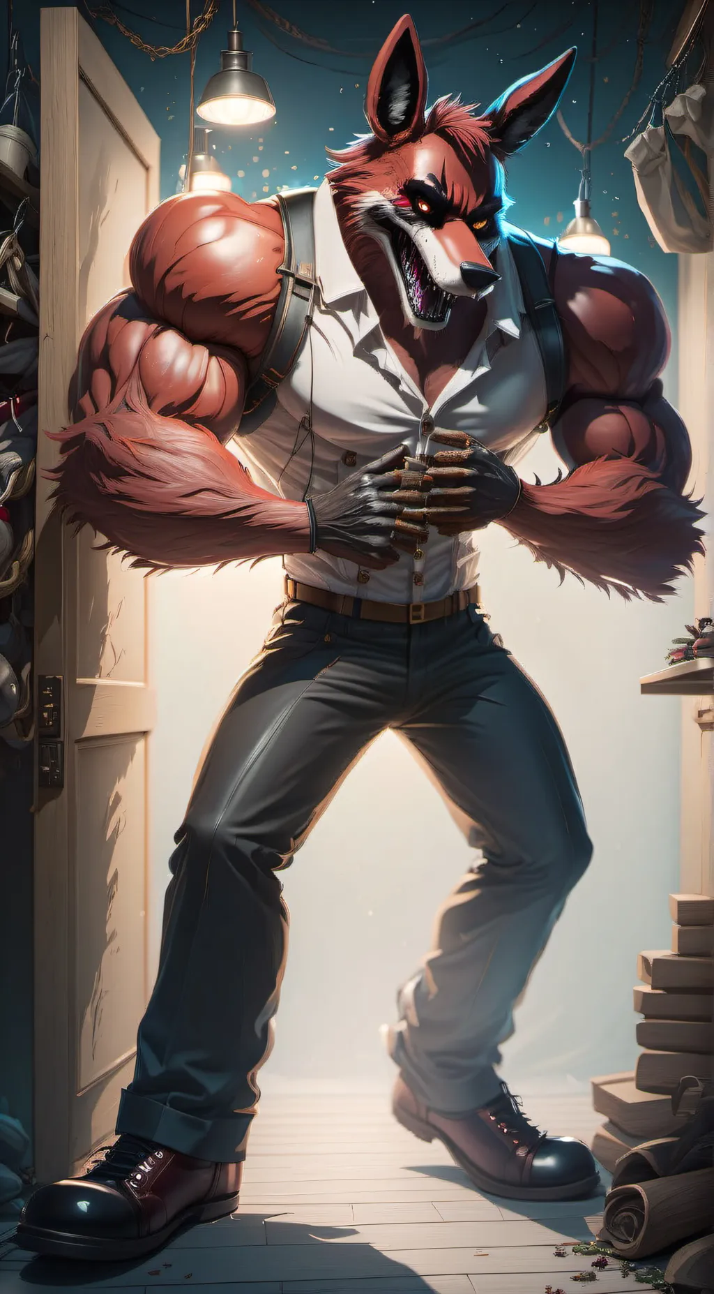 ai character: Nightmare foxy  background