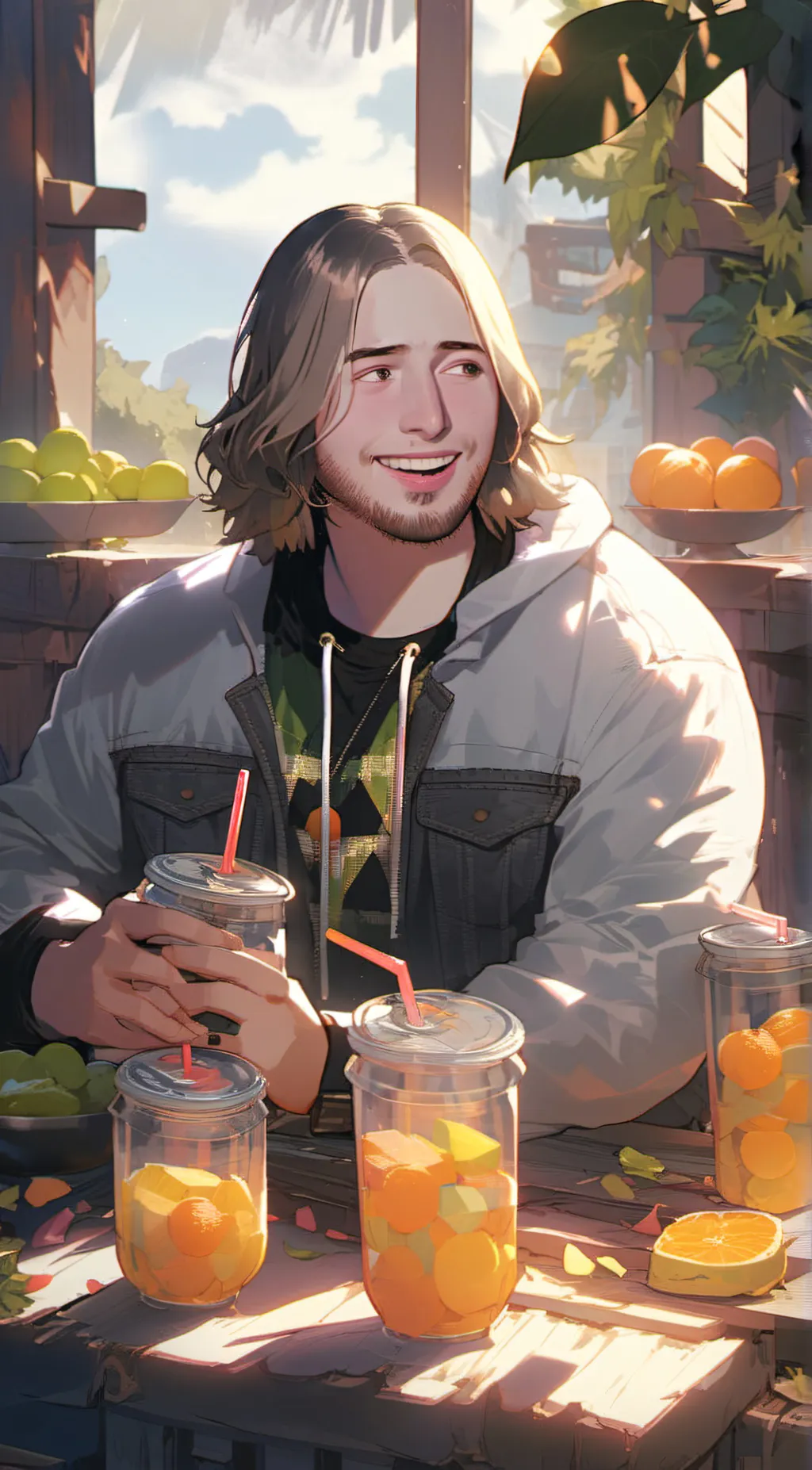 ai character: Juicy Fruit Snacks background