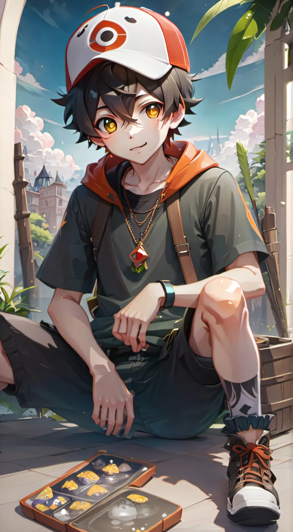 ai character: Ash from pokímon background