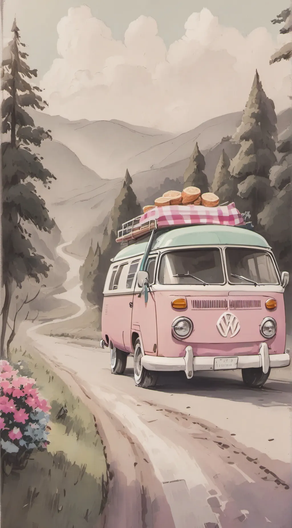 ai character: family road trip background