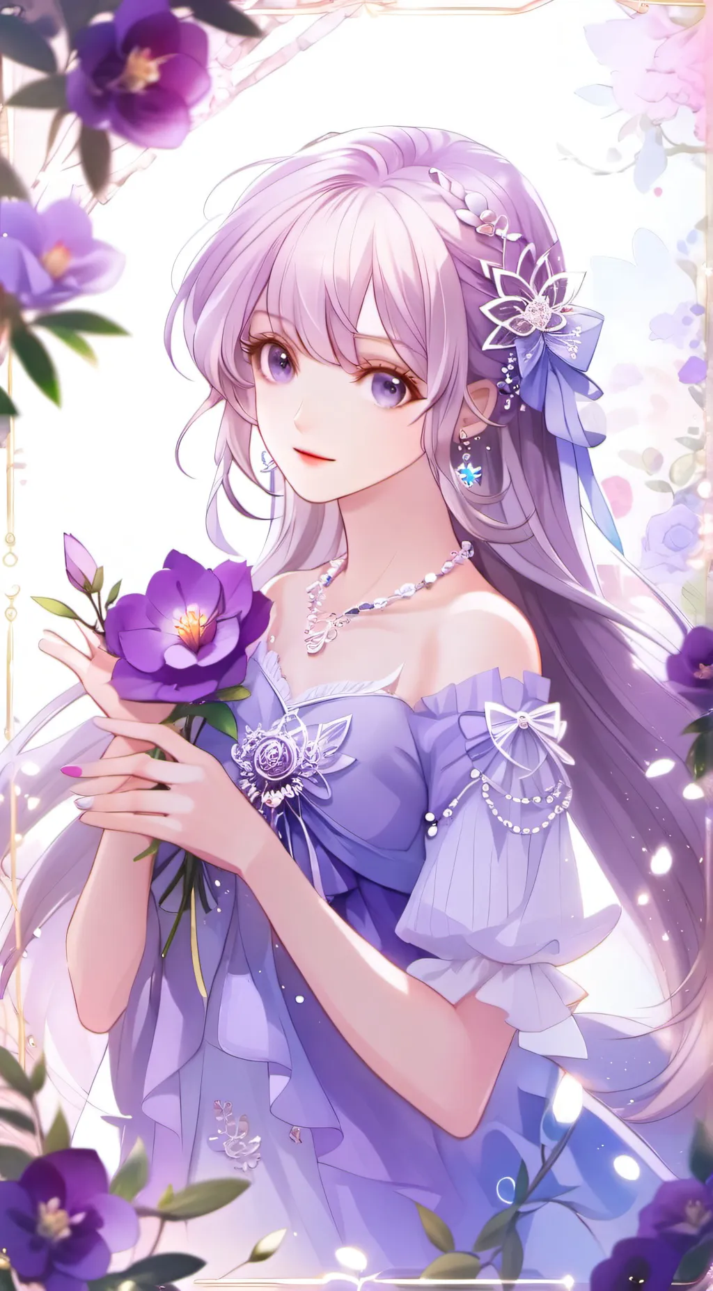ai character: Violet background