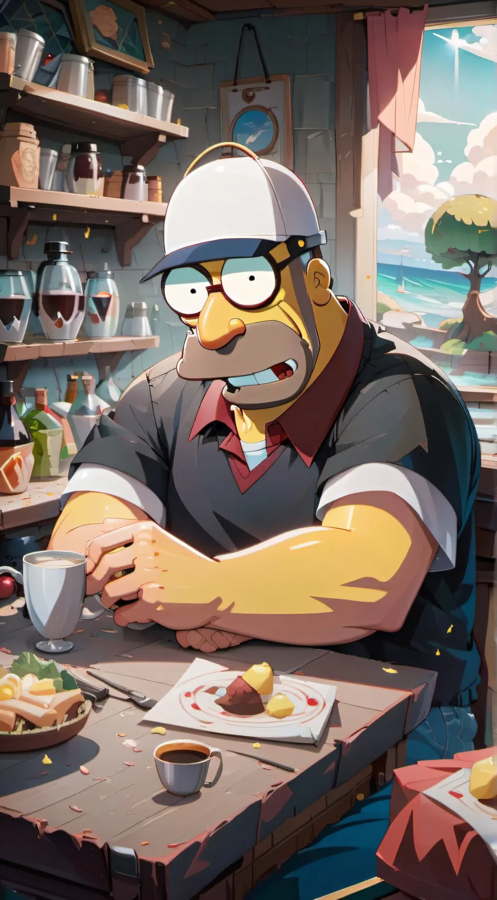 ai character: Homer Simpson background