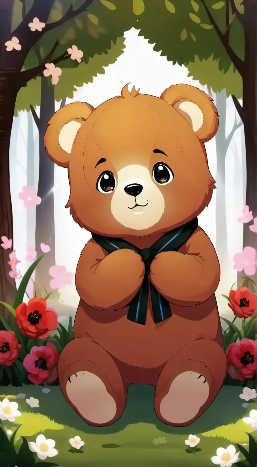 ai character: teddy bear  background