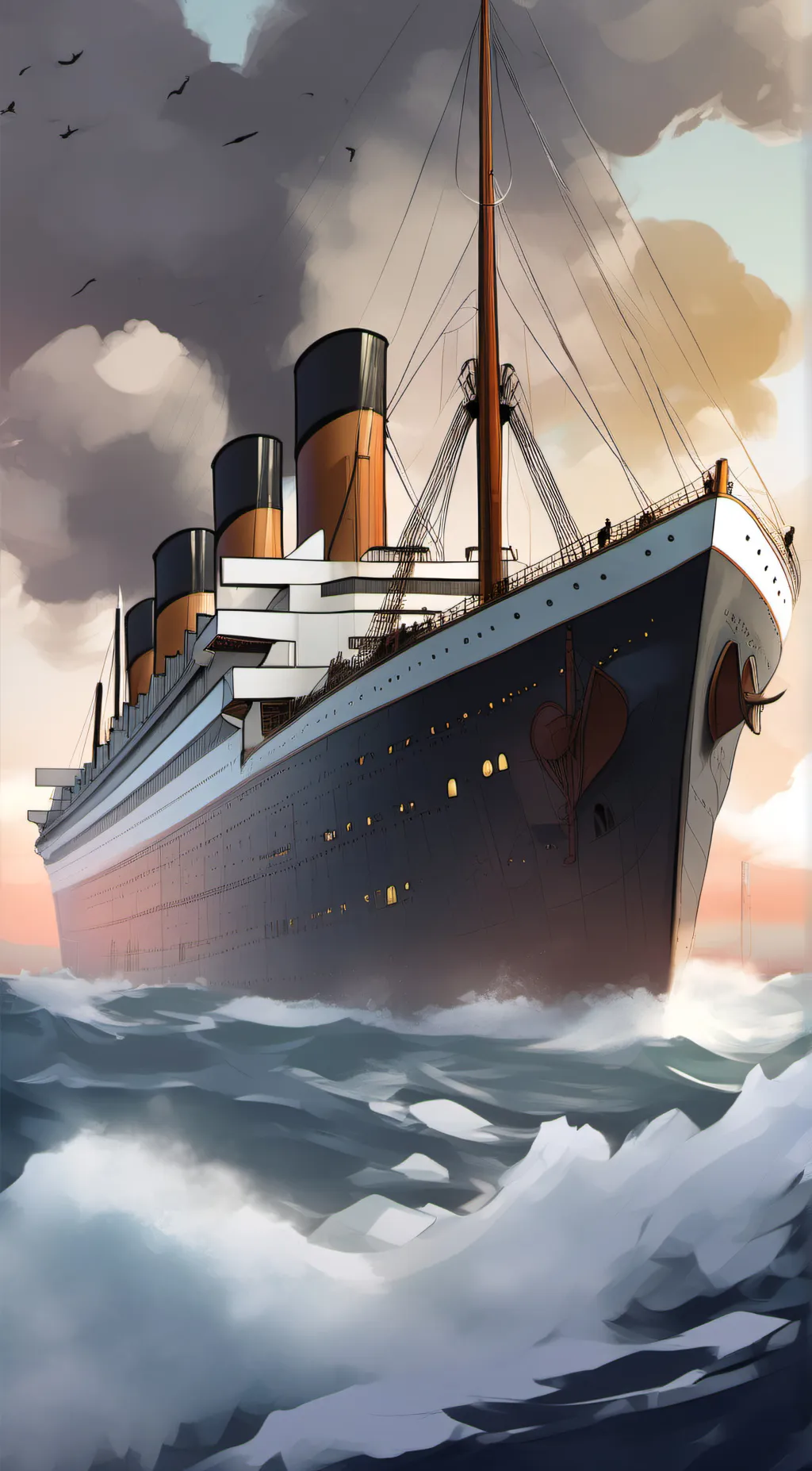 ai character: Rms titanic background