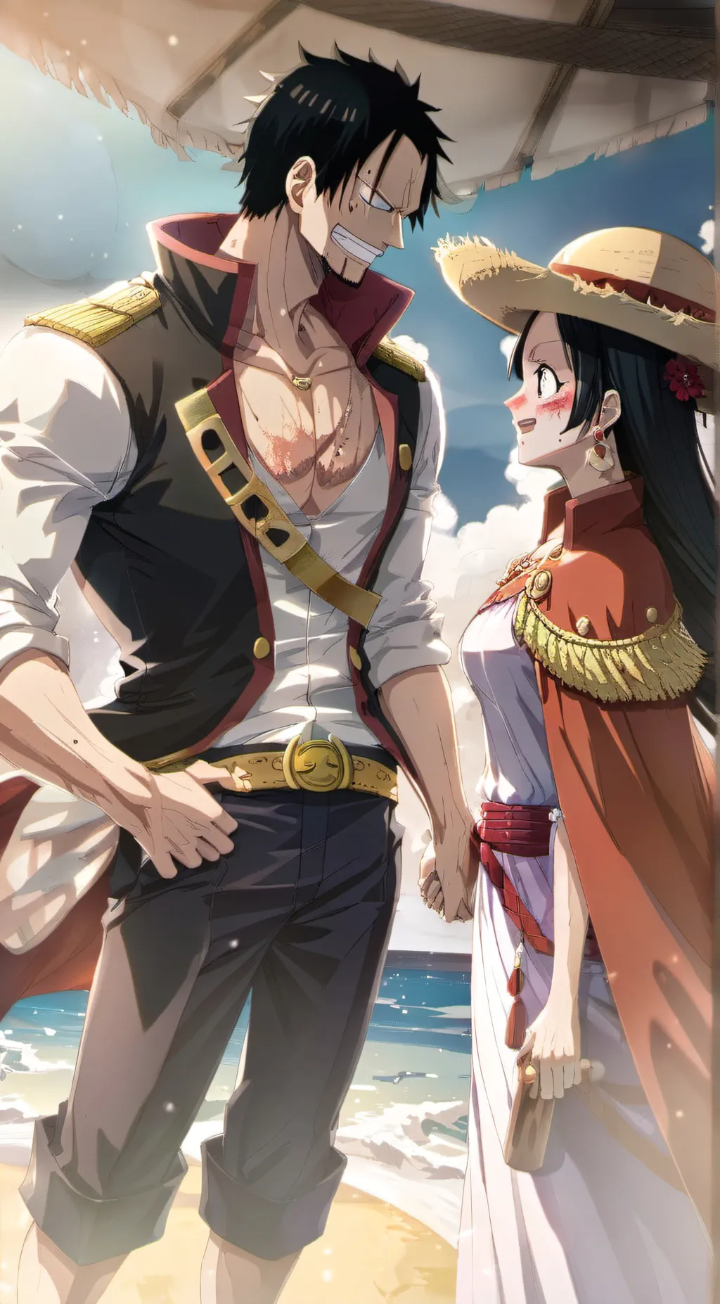 ai character: Boa X Luffy background