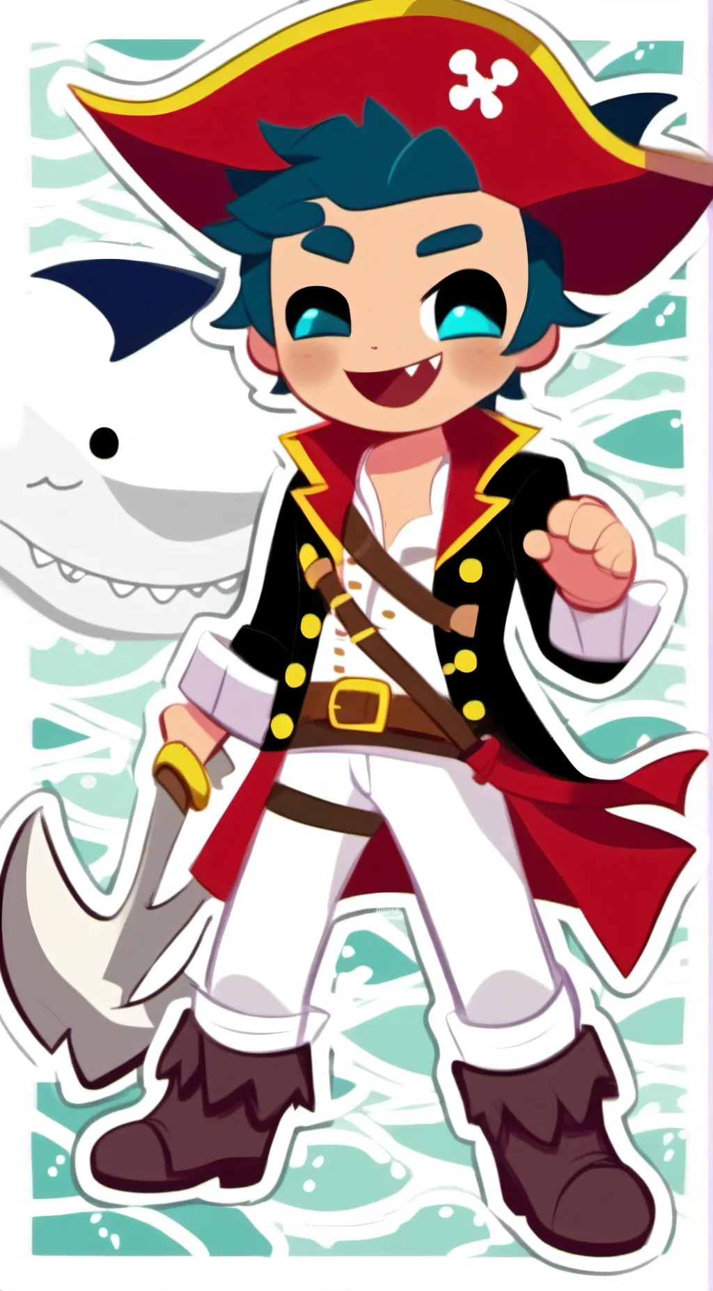ai character: Sorbet shark 🦈 background