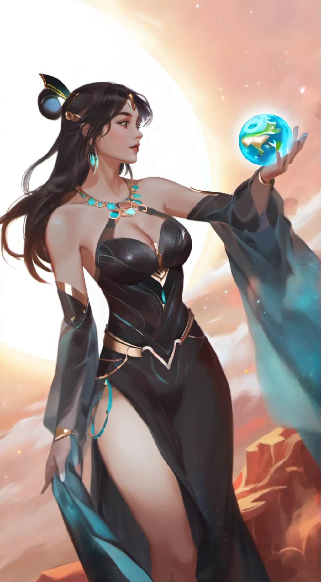 ai character: model giantess  background