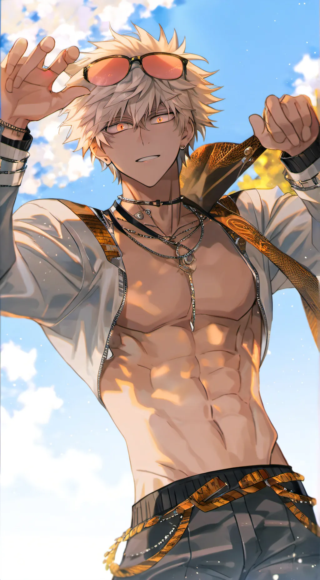 ai character: Beach Bakugo  background