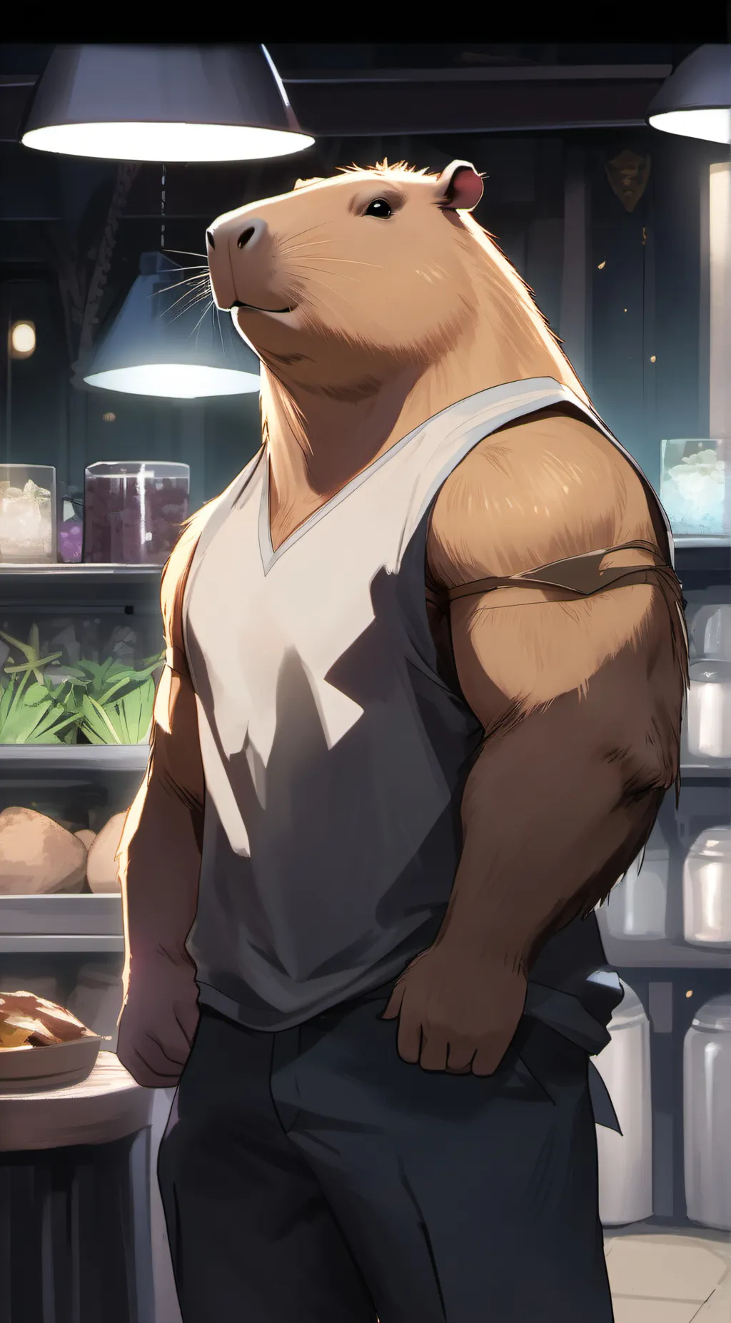 ai character: buff capybara  background