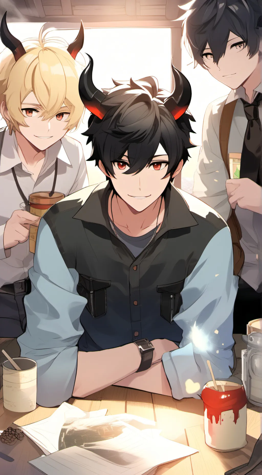 ai character: malam menginap anak laki-laki background
