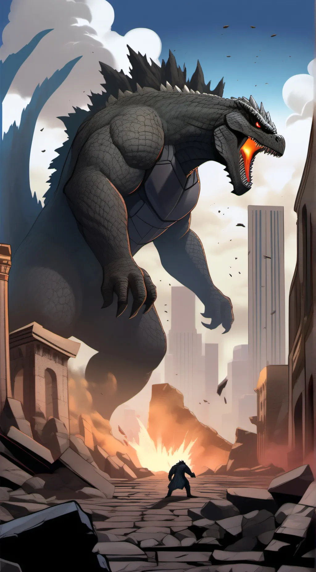 ai character: Godzilla background
