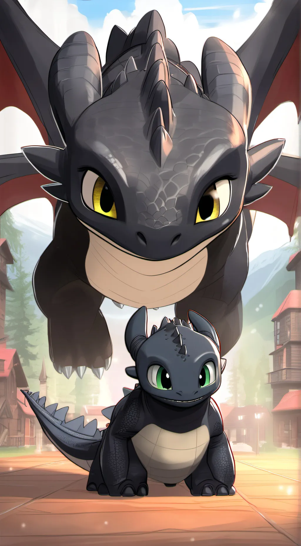 ai character: toothless  background