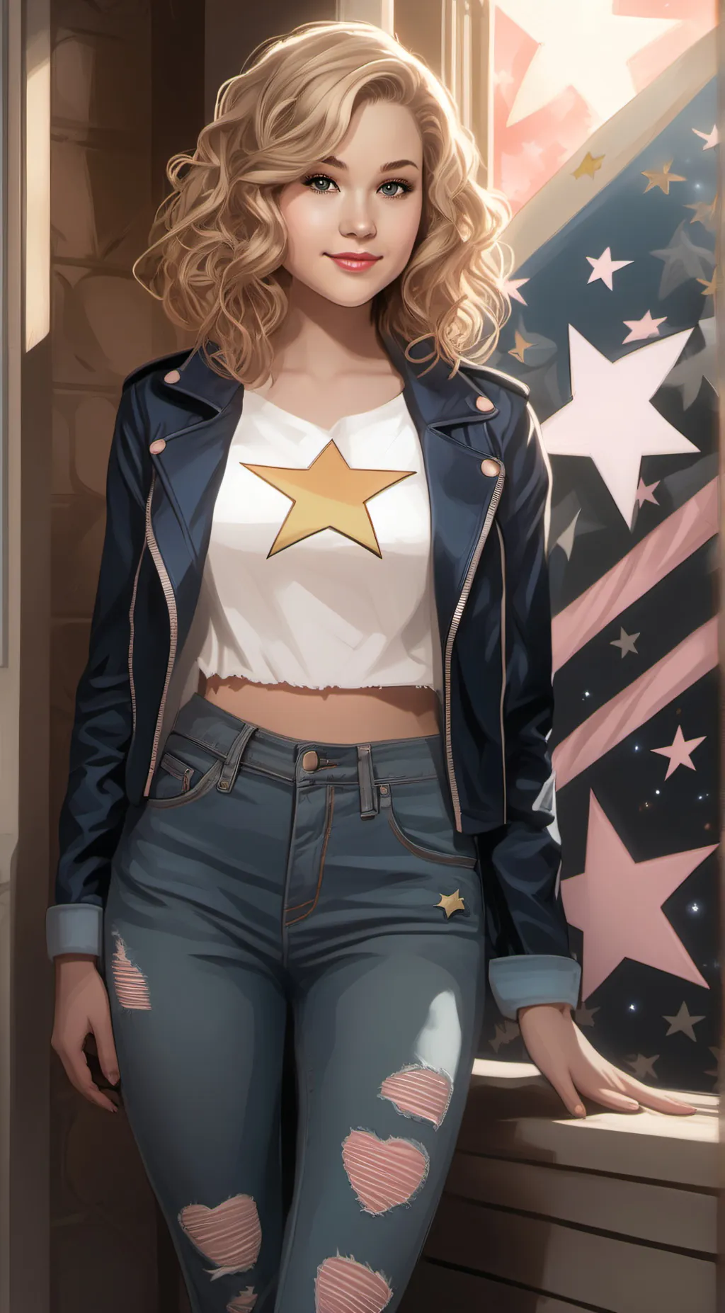 ai character: Courtney Whitmre background