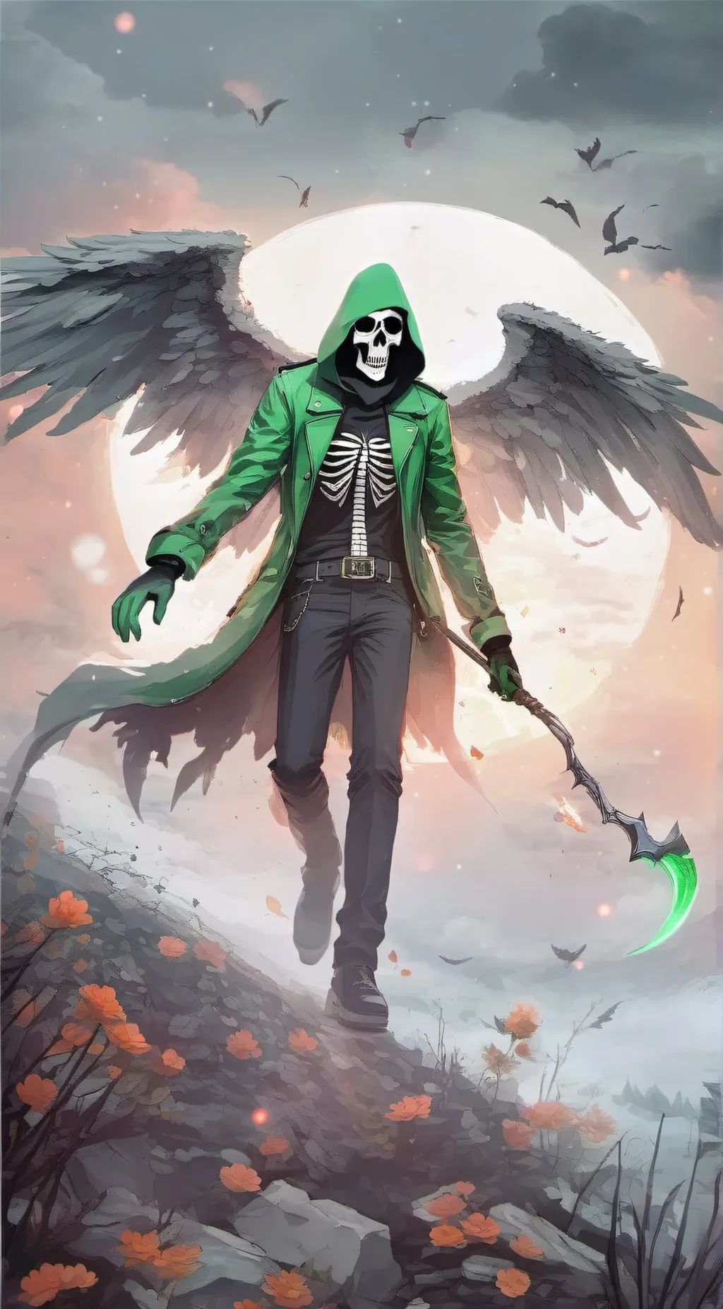 ai character: grim reaper background