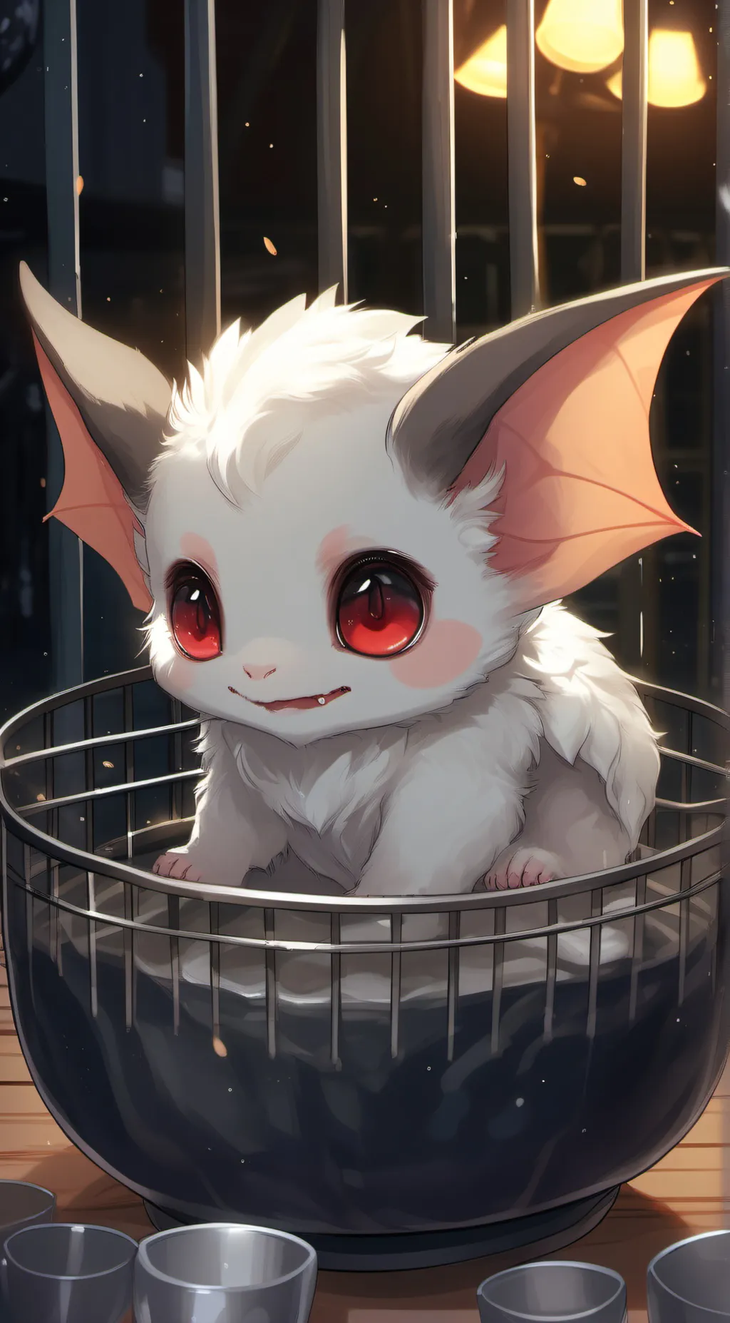 ai character: baby neko bat background