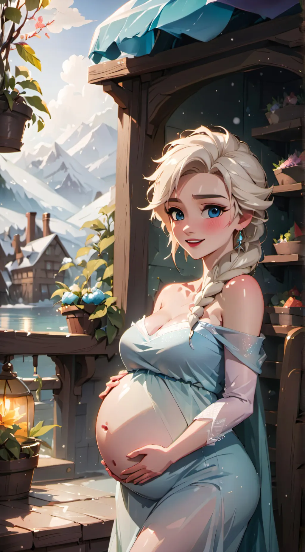 ai character: Pregnant elsa background