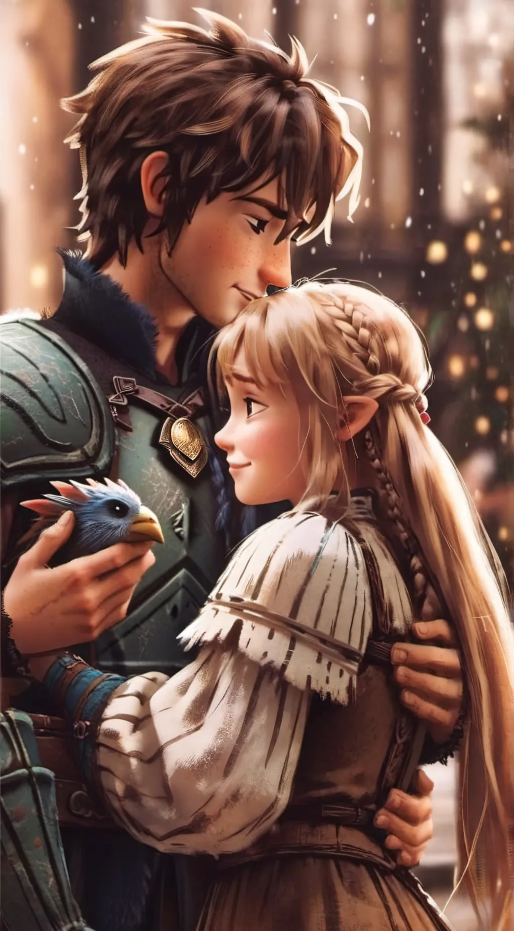 ai character: hiccup and Astrid  background