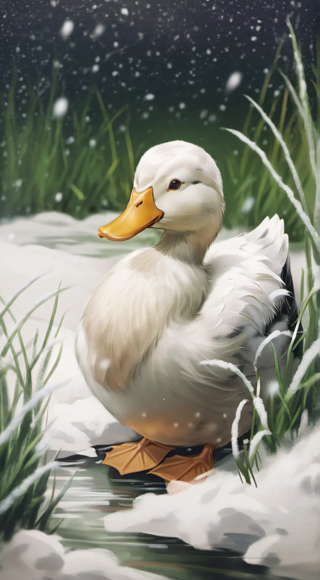 ai character: snow duck background