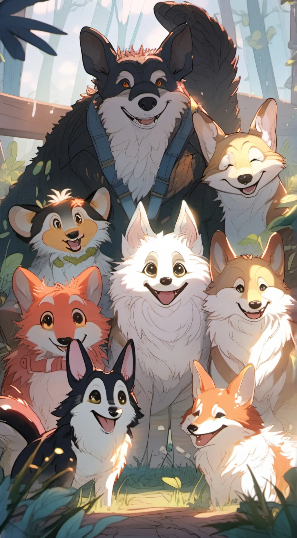 ai character: Smiling critters  background