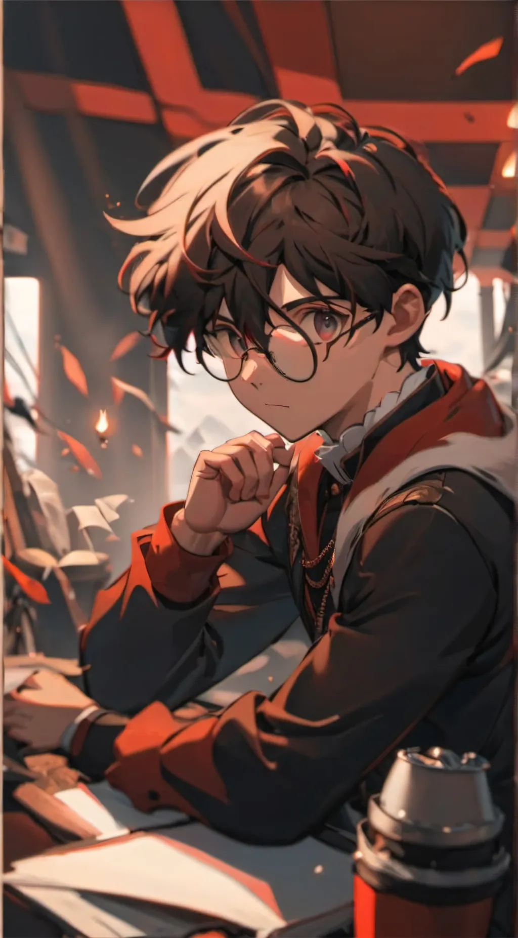 ai character: Harry potter🦉🤍 background