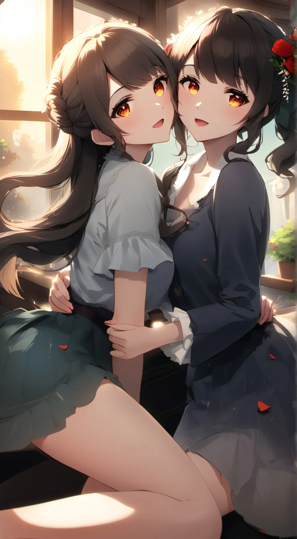ai character: girls having fun  background