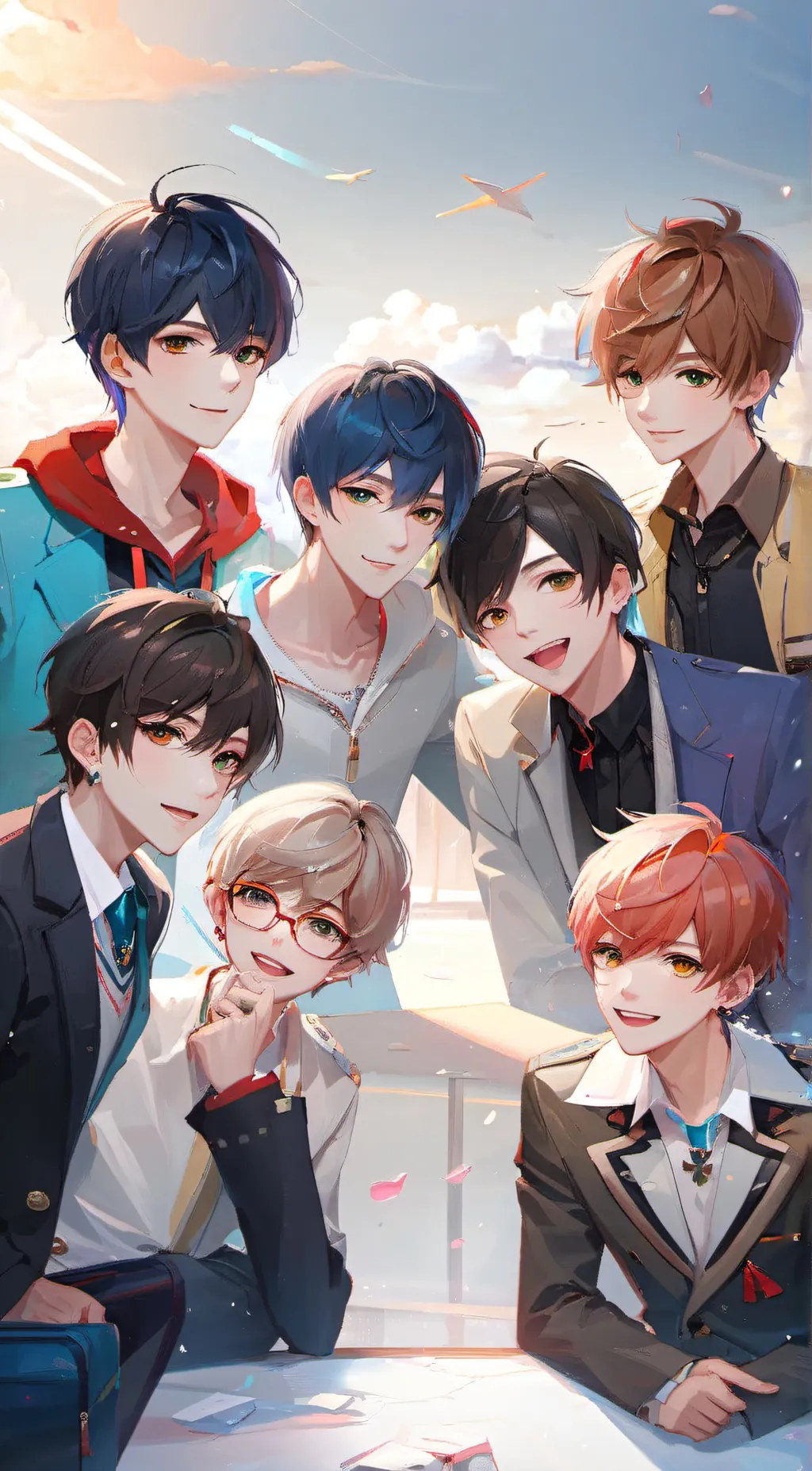 ai character: group of boys background
