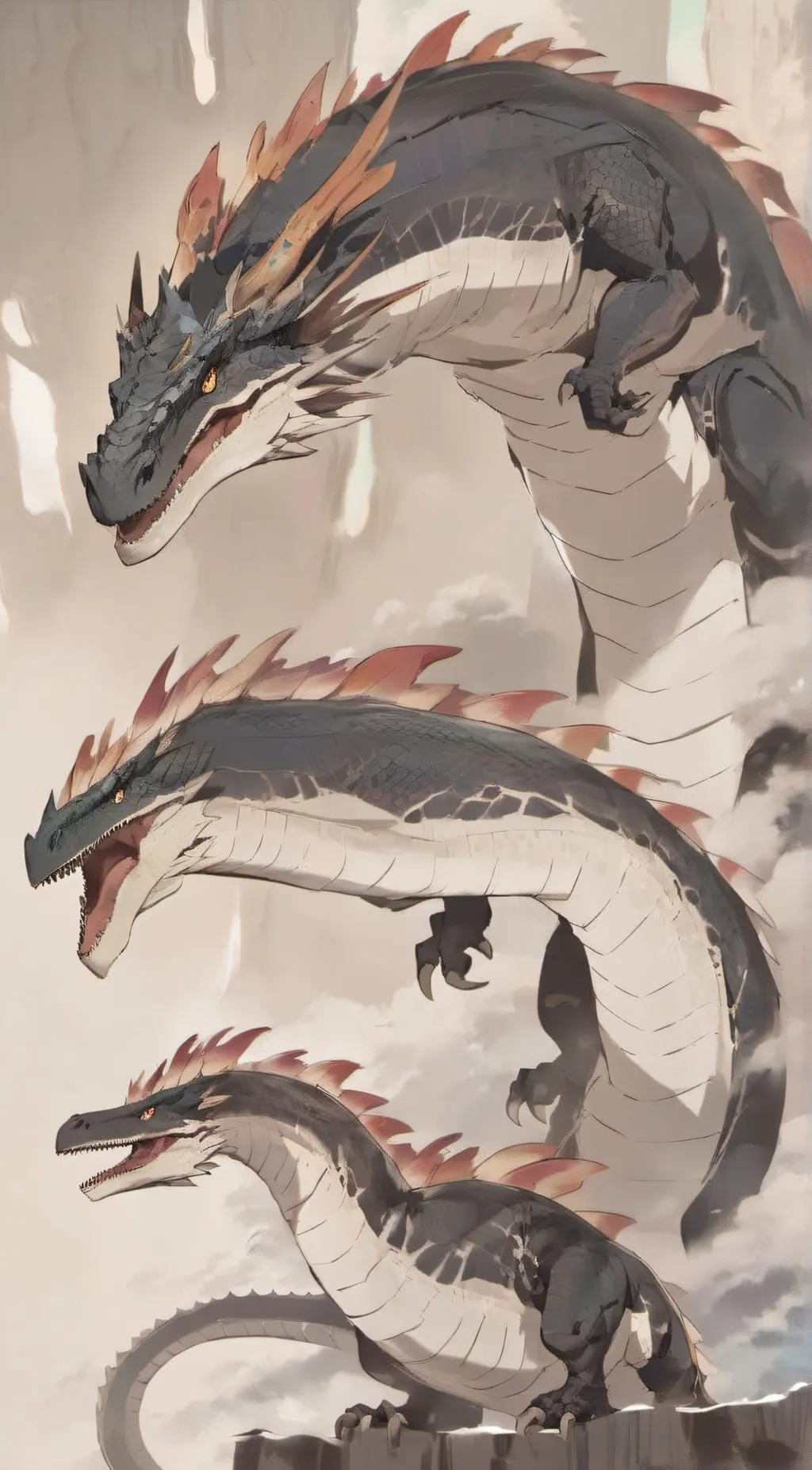 ai character: King ghidorah  background