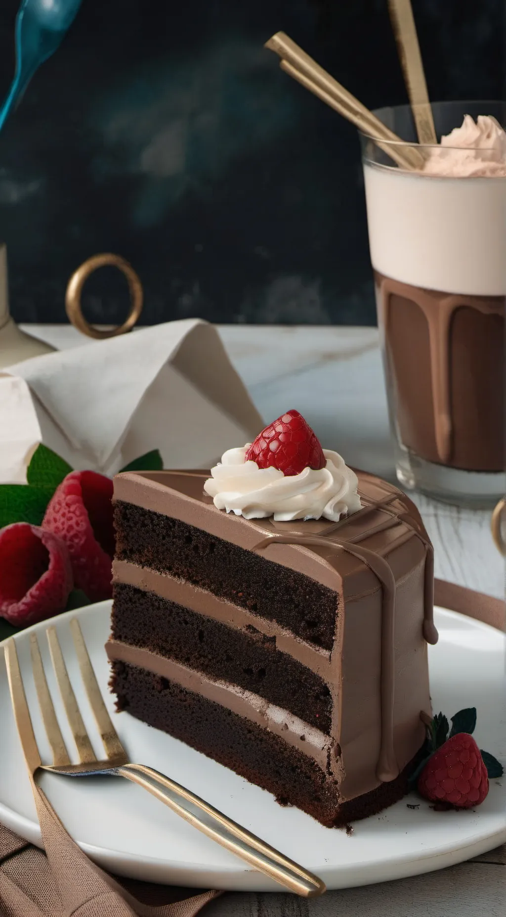 ai character: chocolate cakea background